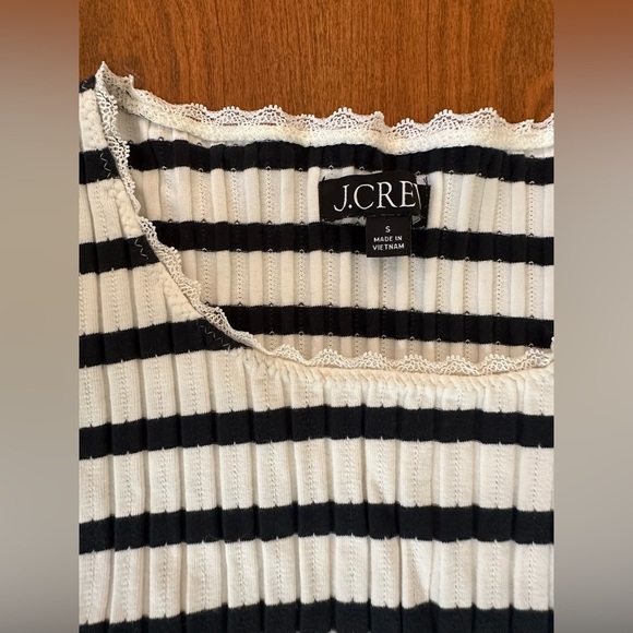 J.Crew Striped Rib Tee with Lace Trim – Size S - Picture 3 of 4